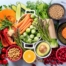 An array of healthy food represents a diabetes-friendly diet.